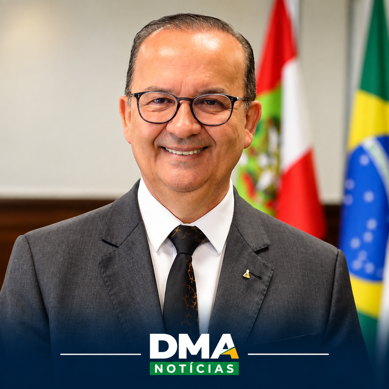 Retrato oficial com bandeiras brasileiras